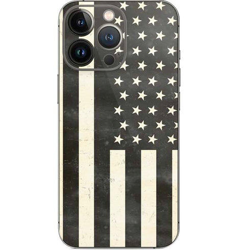 Black & White USA Flag iPhone 14 Pro Skin